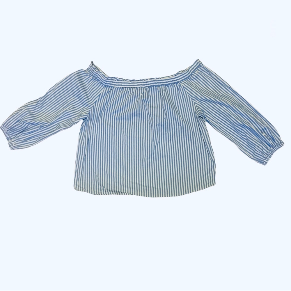 J.Crew Factory nautical style, pale blue and white striped shirt size XL